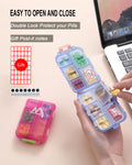 4PS Travel Pill Organizer with 164 Slice Labels,10 Compartments Travel Pill Box Portable Folding Small Pill Case Daily Pill Container Used for Carry Storage Medicine Organizer by M MUchengbao