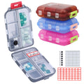 4PS Travel Pill Organizer with 164 Slice Labels,10 Compartments Travel Pill Box Portable Folding Small Pill Case Daily Pill Container Used for Carry Storage Medicine Organizer by M MUchengbao