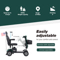 Metro Mobility 4 Wheel Folding Mobility Scooters for Seniors - 300 lbs Capacity Electric Mobility Scooter for Adults - Long Range Power Extended Battery with Thickened Seat and Crutch Box - Emerald