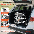 Super Lightweight Portable Transit Travel Wheelchair, Upgraded Folding Transport Wheelchairs (Weight 26.7lbs) for Adults and Seniors, Come with Telescopic Handle and Travel Bag