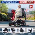 Metro Mobility 4 Wheel Powered Mobility Scooters, 300 lbs Capacity Mobility Scooters for Adults, Folding Mobility Scooter Lightweight, Electric Scooters for Seniors 10 Miles Range LED Light Red
