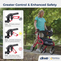 Drive Medical Nitro Sprint Foldable Rollator Walker with Seat, Standard Height Lightweight Large Wheels, Folding Rolling Walker, Red 1 Count 19 pounds