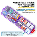 3 Pack 14 Grids Travel Pill Organizer Box with 415-Pcs Medicine Name Labels - Pocket Daily Pharmacy Case Container Kit - Travel Medication Holder Dispenser for Fish Oil Vitamin Supplement Storage