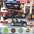 Metro Mobility 4 Wheel Powered Mobility Scooters, 300 lbs Capacity Mobility Scooters for Adults, Folding Mobility Scooter Lightweight, Electric Scooters for Seniors 10 Miles Range LED Light Red