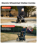 Foldable Electric Wheelchair for Adults & Seniors, Power Wheelchair Walker Combo with Height-Adjustable Handles, Airline Approved, Travel Size, 18 Miles Range, Paiseec W1 Motorized Wheelchair, Grey