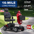 Metro Mobility 4 Wheel Powered Mobility Scooters, 300 lbs Capacity Mobility Scooters for Adults, Folding Mobility Scooter Lightweight, Electric Scooters for Seniors 10 Miles Range LED Light Red