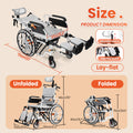 Super Lightweight Portable Transit Travel Wheelchair, Upgraded Folding Transport Wheelchairs (Weight 26.7lbs) for Adults and Seniors, Come with Telescopic Handle and Travel Bag