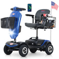 Metro Mobility 4 Wheel Folding Mobility Scooters for Seniors - 300 lbs Capacity Electric Mobility Scooter for Adults - Long Range Power Extended Battery with Thickened Seat and Crutch Box - Emerald