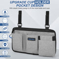 2 Pack Wheelchair Side Bag with Cup Holder, Wheelchair Armrest Pouch Accessories for Walker, Rollator, Electric Scooter Wheelchairs, Ideal Gift for Mother's Day & Father's Day
