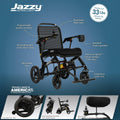 Pride Mobility Jazzy Ultra Light Folding Travel Power Chair - 300 lbs Capacity, 3.69 mph, Lightweight Foldable Electric Wheelchair for Travel Seniors, Adults – 10Ah Airline-Approved Battery (Black)