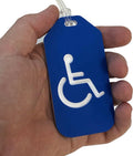 Handicap Luggage Tag, 2" x 4" solid plastic durable wheelchair sign for travel, handicapped equipment, instrument labeling