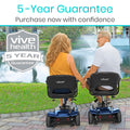 Vive 3 Wheel Mobility Scooter - Electric Powered Mobile Wheelchair Device for Adults - Folding, Collapsible and Compact for Travel - Long Range Power Extended Battery with Charger and Basket Included