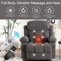 Velvet Power Lift Recliner Chair for Elderly with Massage and Heat, 350lbs Weight Capacity, Extra Wide Electric Recliner with Cup Holders, USB Ports & Side Pockets