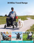 30 Miles Reclining Electric Wheelchair, 600W Dual Brushless Motor Electric Wheelchairs for Adults with Headrest, Lightweight Foldable Portable All Terrain Power Wheelchair, 30AH Lithium Battery