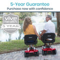 Vive 3 Wheel Mobility Scooter - Electric Powered Mobile Wheelchair Device for Adults - Folding, Collapsible and Compact for Travel - Long Range Power Extended Battery with Charger and Basket Included