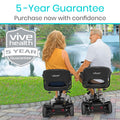Vive 3 Wheel Mobility Scooter - Electric Powered Mobile Wheelchair Device for Adults - Folding, Collapsible and Compact for Travel - Long Range Power Extended Battery with Charger and Basket Included