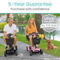 Vive 4 Wheel Mobility Scooter - Electric Powered Wheelchair Device - Compact Heavy Duty Mobile for Travel, Adults, Elderly - Long Range Power Extended Battery with Charger & Basket