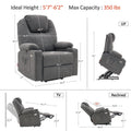 MCombo Power Lift Recliner Chair for Elderly, Lift Chair with Heat and Massage, FSC Certified, USB&Type C Ports, Cup Holders, Fabric 7040 (Medium, Gray)