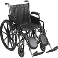 Drive Medical SSP220DDA-ELR Silver Sport 2 Full-Reclining Transport Wheelchair with Detachable Desk Arms and Swing-Away Elevating Leg Rest, Black