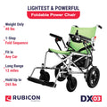 Rubicon DX03- Lightweight (Only 40lbs) Foldable Electric Wheelchair for Seniors - 12 mi Long Cruise Range with 500W Powerful Motor - Airline Approved with Detachable Battery (Model3)