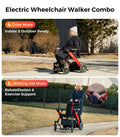 Foldable Electric Wheelchair for Adults & Seniors, Power Wheelchair Walker Combo with Height-Adjustable Handles, Airline Approved, Travel Size, 18 Miles Range, Paiseec W1 Motorized Wheelchair, Grey