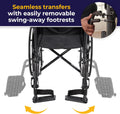 Drive Medical SSP118FA-SF Silver Sport 1 Folding Transport Wheelchair with Full Arms and Removable Swing-Away Footrest, Black