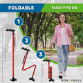 HONEYBULL Walking Cane for Men & Women - Foldable, Adjustable, Collapsible, Free Standing Cane, Pivot Tip, Heavy Duty | Walking Sticks, Folding Canes for Seniors & Adults (Black, Pivot Cane)