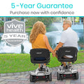 Vive 3 Wheel Mobility Scooter - Electric Powered Mobile Wheelchair Device for Adults - Folding, Collapsible and Compact for Travel - Long Range Power Extended Battery with Charger and Basket Included