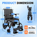 26.4 LBS Lightweight Full Carbon Fiber Electric Wheelchair for Adults, Foldable Lightweight Wheelchair, 300W Brushless Motor, 25 Mile Range