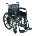 Drive Medical SSP220DDA-ELR Silver Sport 2 Full-Reclining Transport Wheelchair with Detachable Desk Arms and Swing-Away Elevating Leg Rest, Black