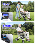 New 16" Big Front Wheel Electric Wheelchair for Adults, 19.7" Seat Width All Terrain Power Wheelchairs, Dual Brakes, Foldable Motorized Wheel Chair 330lbs, Rear Control Included, Led Light, Backpack