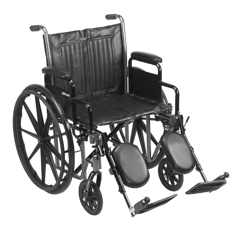 Drive Medical SSP220DDA-ELR Silver Sport 2 Full-Reclining Transport Wheelchair with Detachable Desk Arms and Swing-Away Elevating Leg Rest, Black