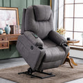 MCombo Power Lift Recliner Chair for Elderly, Lift Chair with Heat and Massage, FSC Certified, USB&Type C Ports, Cup Holders, Fabric 7040 (Medium, Gray)