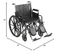 Drive Medical SSP220DDA-ELR Silver Sport 2 Full-Reclining Transport Wheelchair with Detachable Desk Arms and Swing-Away Elevating Leg Rest, Black