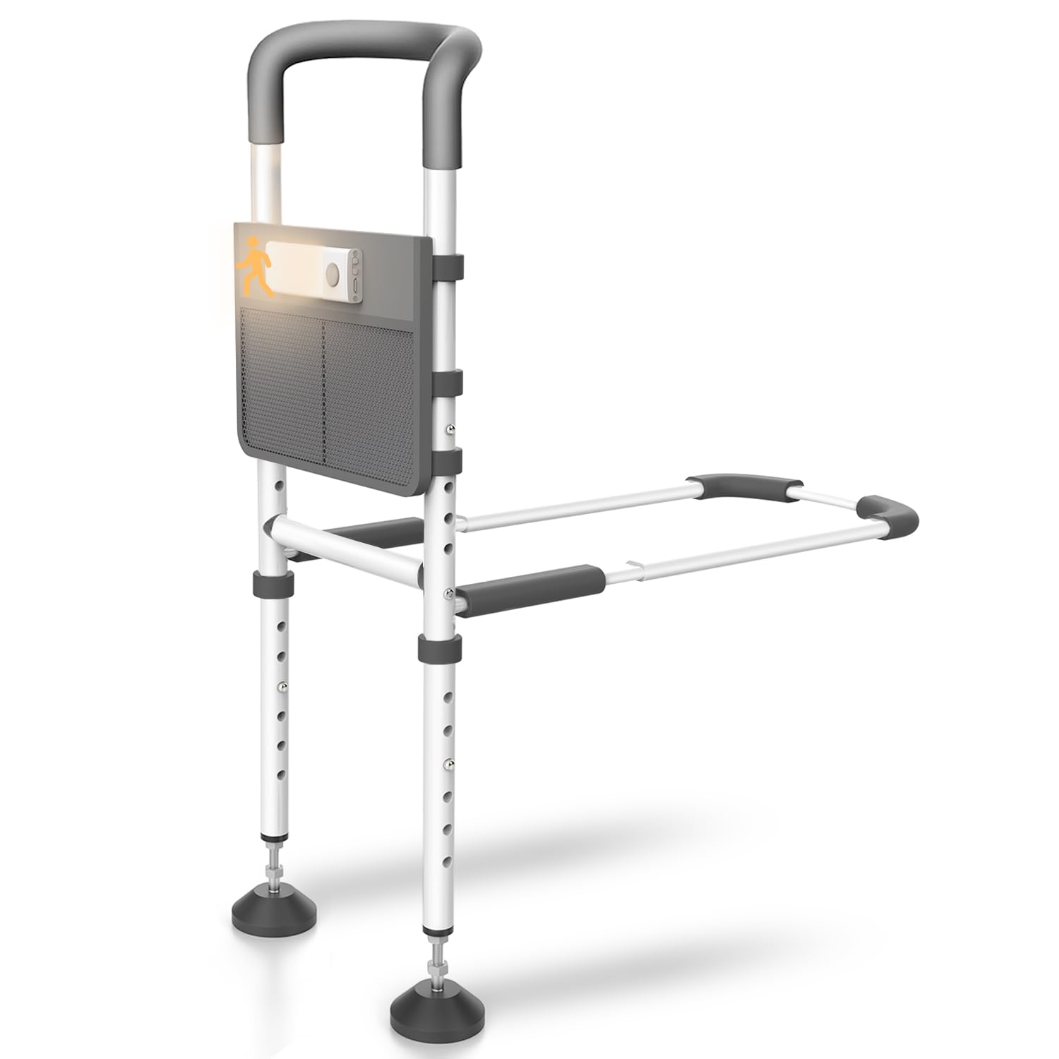 Bed Rails Elderly Adults Safety, Bedside Assist Grab Bar Handrails for Seniors with Motion Sensor Light & Pouch, Adjustable Bed Cane Portable Handle Railing, Fit King Queen Full Twin Bed