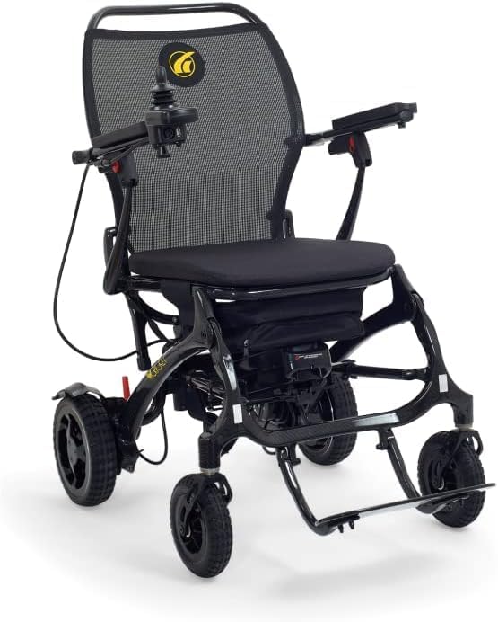 Golden Technologies Cricket Ultra Lightweight Portable Manual Folding Travel Power Wheelchair - Carbon Fiber Frame - 39.3 lbs. Total - Airline and Cruise Approved Lithium Battery