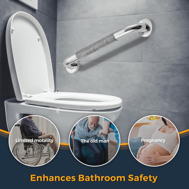 Grab Bars for Shower, 2 Pack 16-Inch Anti Slip Shower Handles for Elderly, Safety Shower Grab Bar, Stainless Steel Handicap Grab Bars for Bathroom (Polished Nickel 1" Diameter)