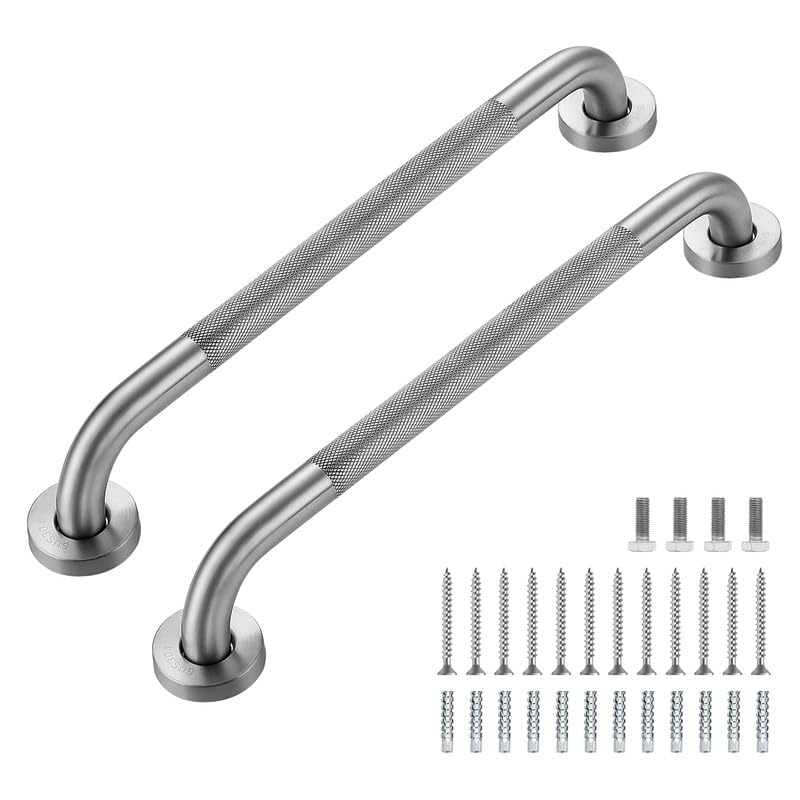 Grab Bars for Shower, 2 Pack 16-Inch Anti Slip Shower Handles for Elderly, Safety Shower Grab Bar, Stainless Steel Handicap Grab Bars for Bathroom (Polished Nickel 1" Diameter)