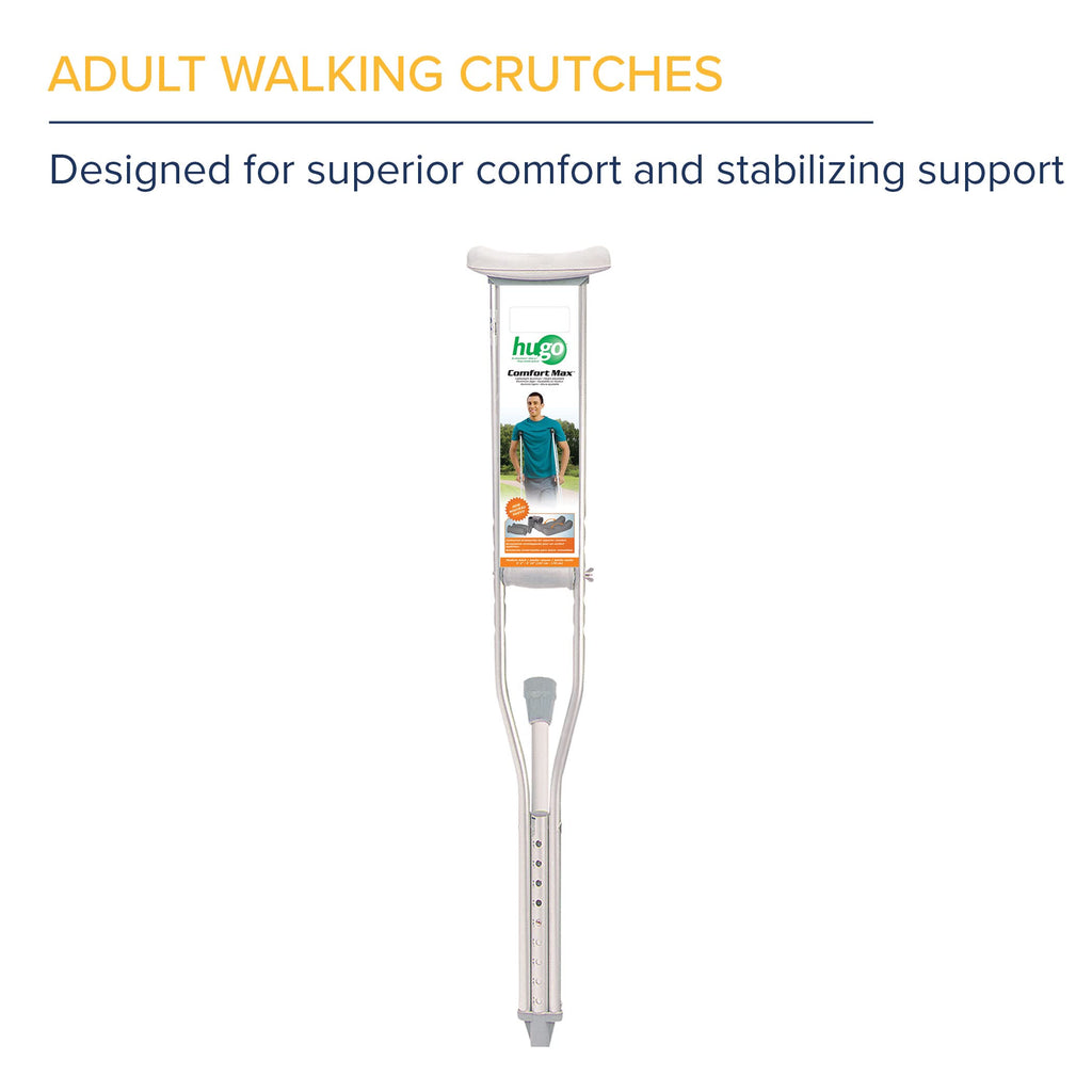 Hugo Mobility Adjustable Crutches for Walking, Tall Adult Walking Crutches, Comfortable Lightweight Crutches with Underarm Pad and Hand Grip