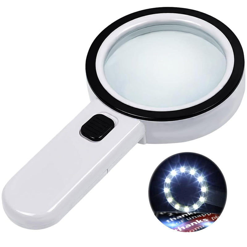 Magnifying Glass with 12 LED Lights, 30X Double Glass Lens Handheld Illuminated Magnifier Reading Magnifying Glass with for Seniors Read, Coins, Stamps, Map, Inspection, Macular Degeneration