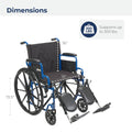 Drive Medical BLS18FBD-ELR Blue Streak Lightweight Wheelchair with Swing-Away Elevating Leg Rests and Flip-Back Arms