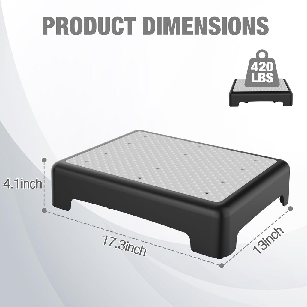 HBTower Mobility Step Stool for Adults & Seniors - Non-Slip Platform Indoor and Outdoor, Portable Riser, Safety Step for Car, Bedside, Office, Shower, Stairs - Black