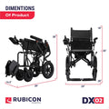Rubicon DX02- Lightweight (Only 40lbs) Foldable Electric Wheelchair for Seniors - 12 mi Long Cruise Range with 500W Powerful Motor - Airline Approved with Detachable Battery (Model3)