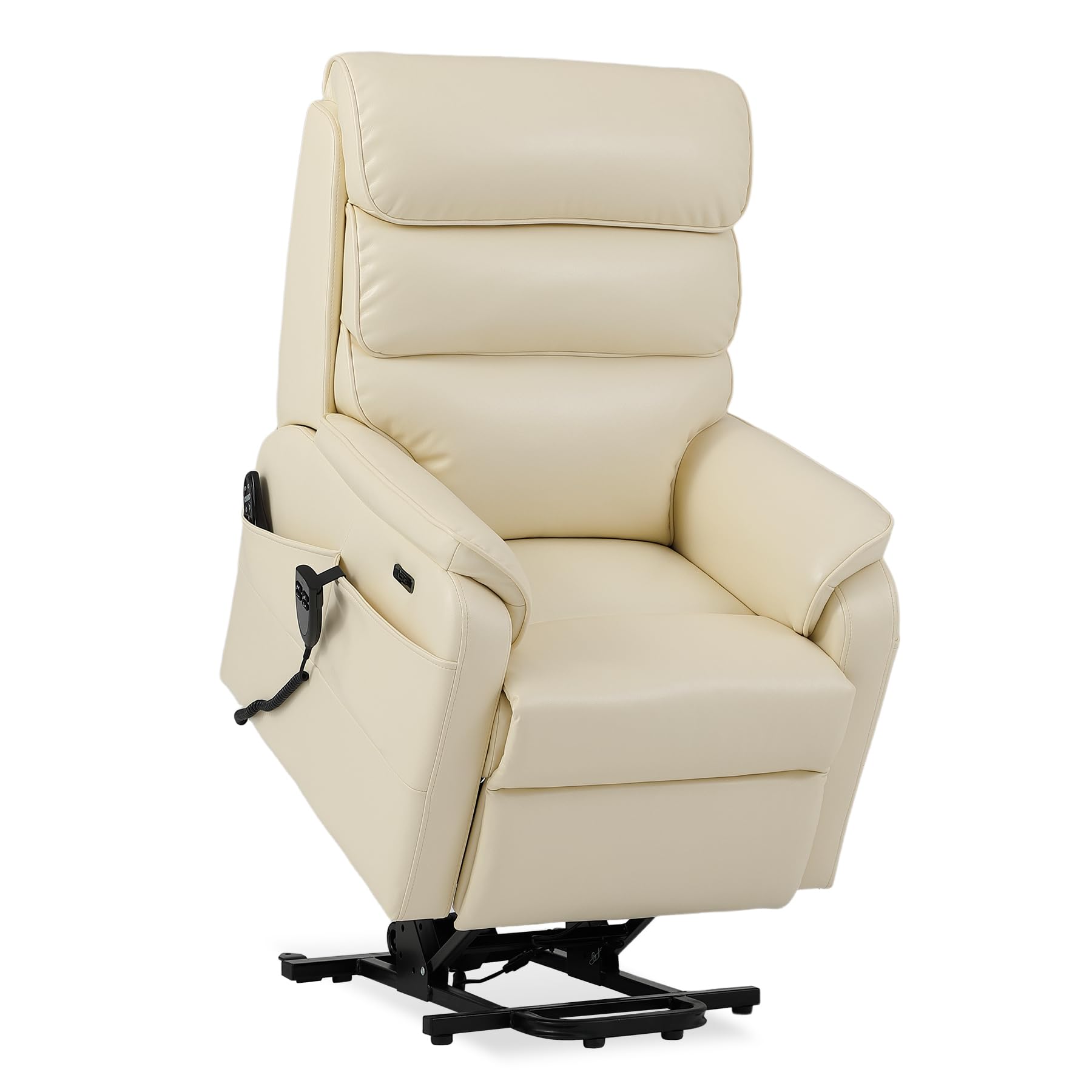 DYNOX Big Tall Man Large-Wide Power Dual Motor Lift Recliners Chairs for Elderly Lay Flat Lift Chair with Infinite Positions, Heat & Massage, Supports 400 LBS(9298L,Faux Leather,Brown)