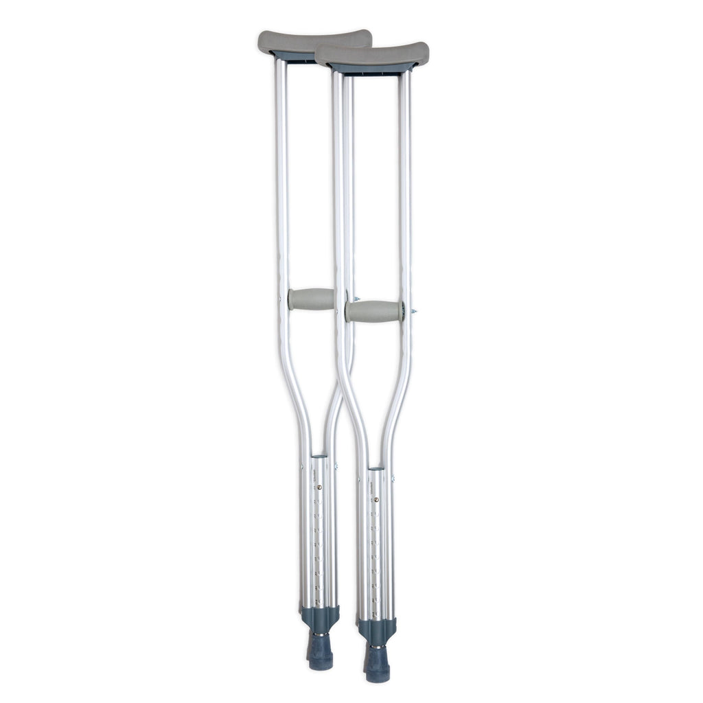 BodyMed Aluminum Crutches for Adults and Children – Pair of Lightweight, Height Adjustable Crutches – Includes Padded Underarm Cushions, Hand Grips, & Rubber Tips – Max. Weight Capacity 300 lb.
