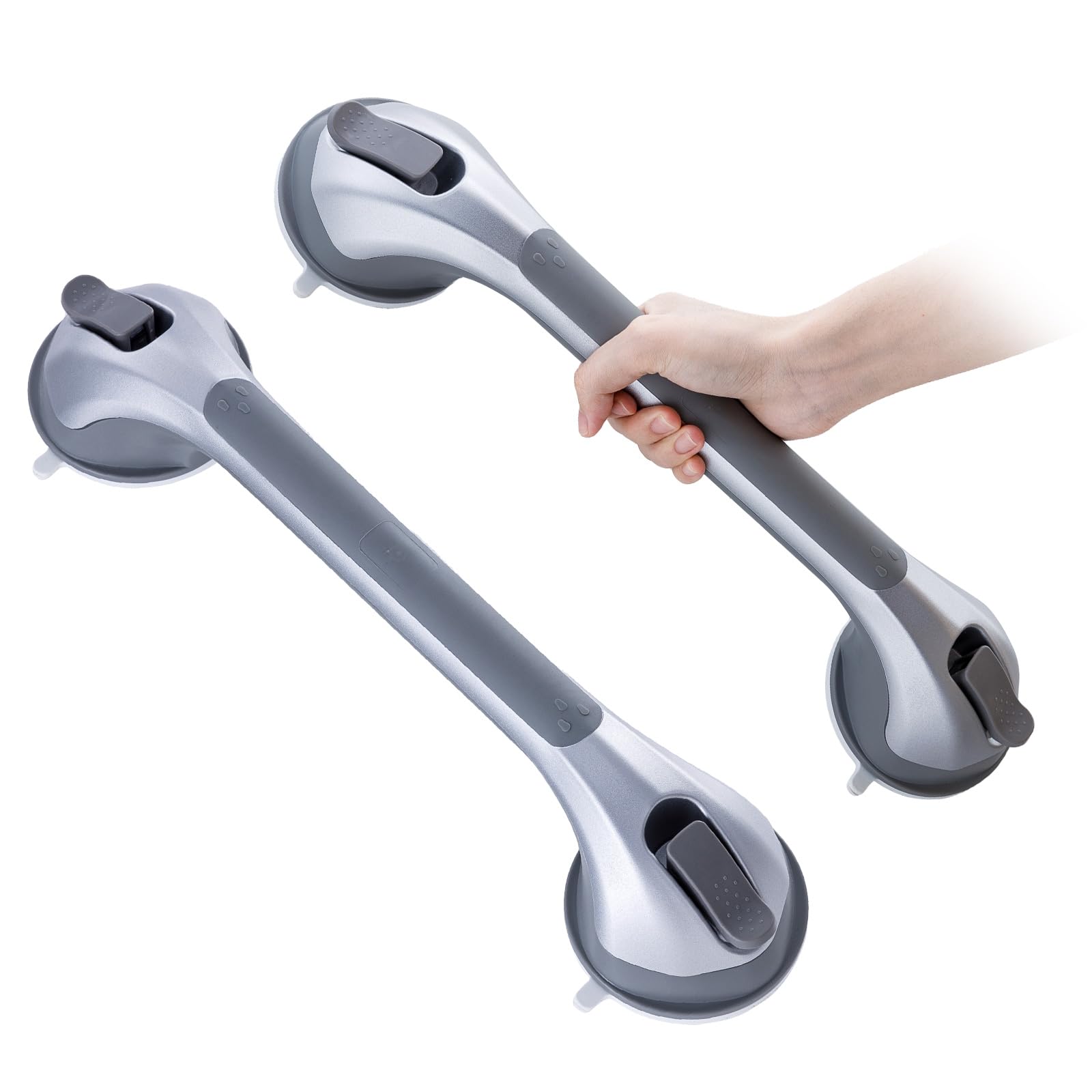 TAILI Grab Bars for Bathtubs and Showers 2 Pack Suction Grab Bar, Heavy Duty Shower Handle Removable Bath Handrails for Seniors and Elderly, Bathroom Safety Grip No Drilling Waterproof,Grey