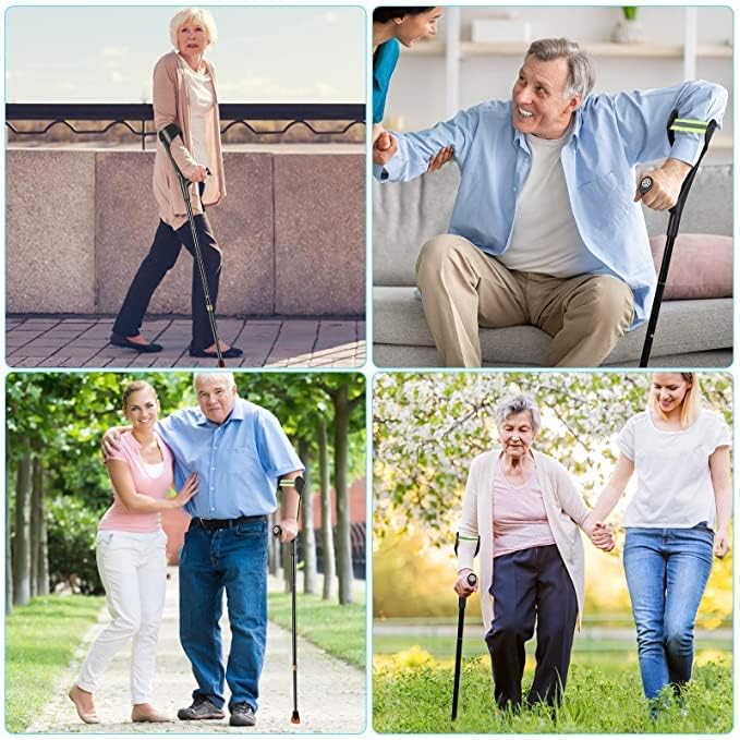 Forearm Crutch for Adults(x1 Unit), Forearm Crutch with Cuffs, Anti-Drop, Crutch for Walking, Forearm Crutch Lightweight Adjustable, Aluminum Forearm Crutch, Black Crutch (Single Black)