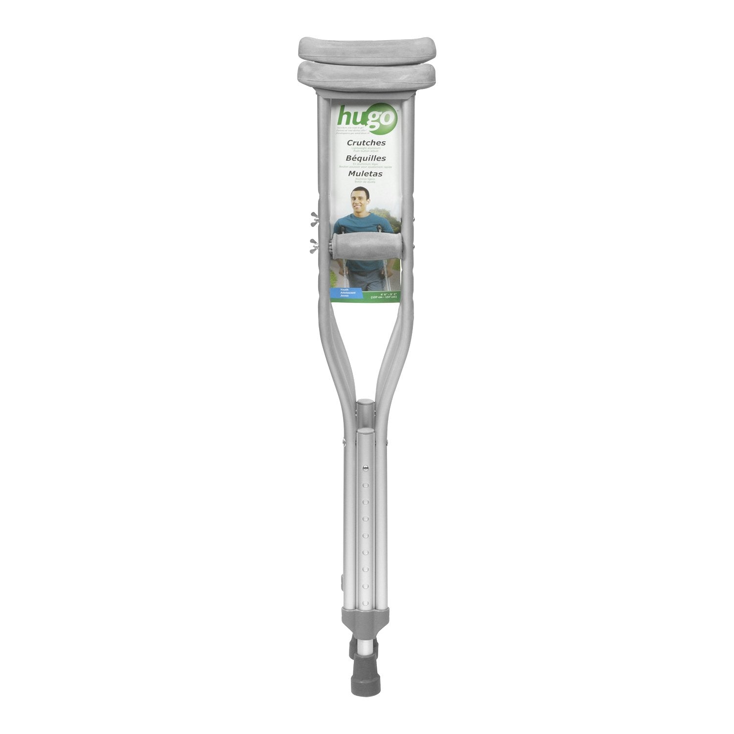 Hugo Mobility Adjustable Crutches for Walking, Tall Adult Walking Crutches, Comfortable Lightweight Crutches with Underarm Pad and Hand Grip