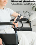 Charchendo Tablet Holder for Wheelchair Handle, Wheelchair Phone Tablet Mount with 9.45" Aluminum Arm 360° Rotation Adjustment Compatible with 4-13'' iPad Pro/Air/Mini, iPhones, Galaxy Z, E-Book