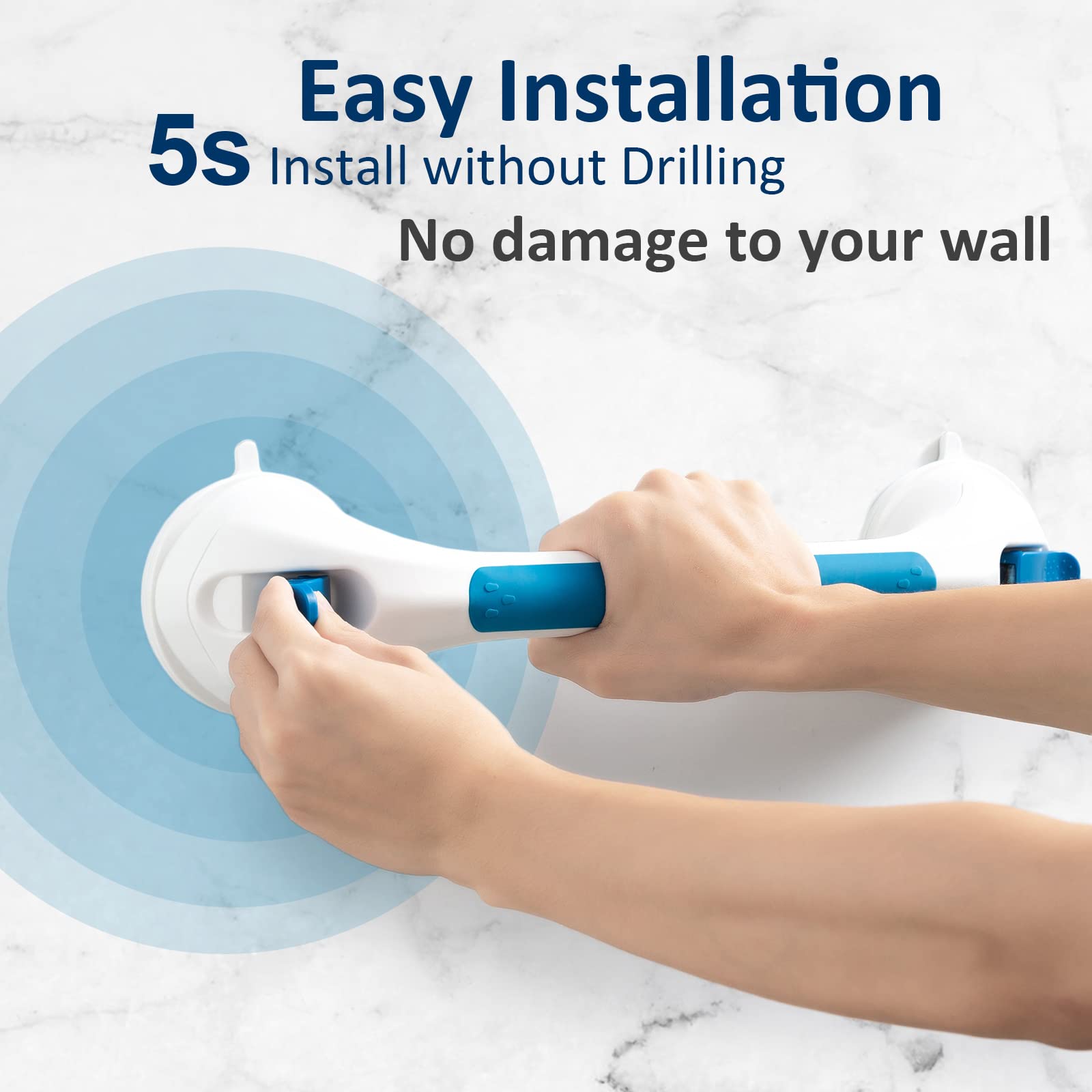 TAILI Grab Bars for Bathtubs and Showers 2 Pack Suction Grab Bar, Heavy Duty Shower Handle Removable Bath Handrails for Seniors and Elderly, Bathroom Safety Grip No Drilling Waterproof,Grey